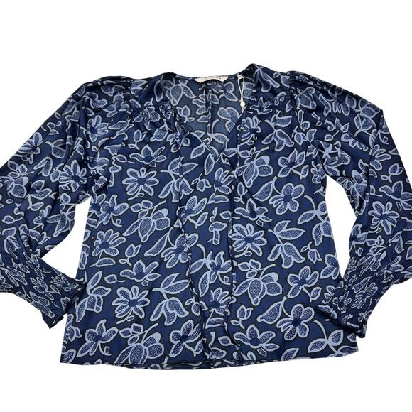 Rebecca Taylor Vera Fleur Classy Chic Tie Front Blouse Women's Size Small - Picture 2 of 10